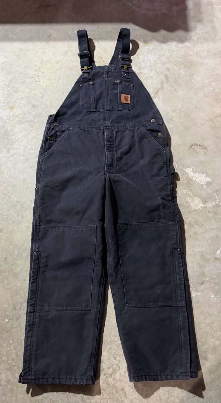 Carhartt R27 BLK Quilt-Lined Duck Bib double knee Overalls